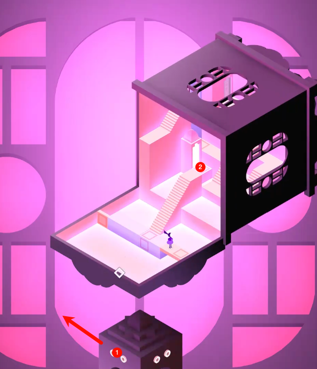 Water level rising as the valve is turned, lifting floating platforms