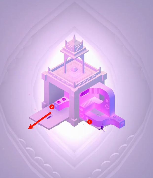 Beginning of the upward path created by the light