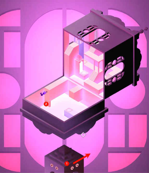 Main lower chamber with a central totem and multiple pathways