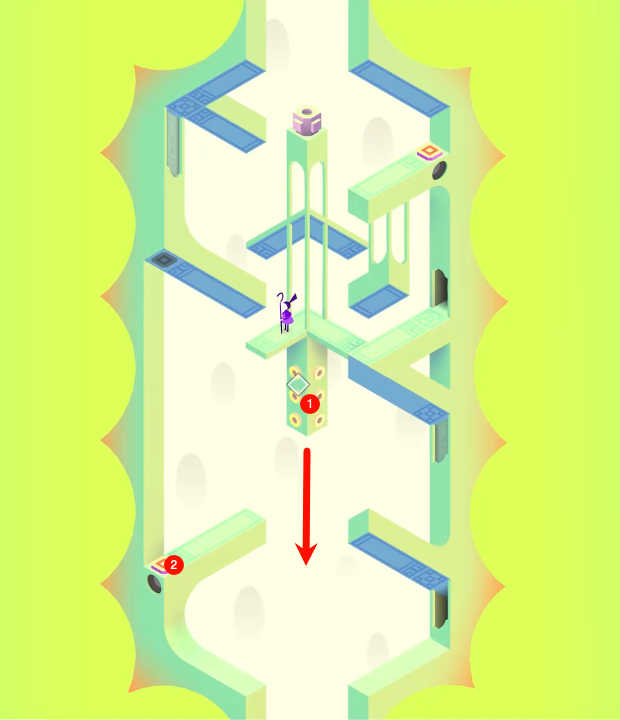 Maze of tree roots with glowing markers indicating safe passages