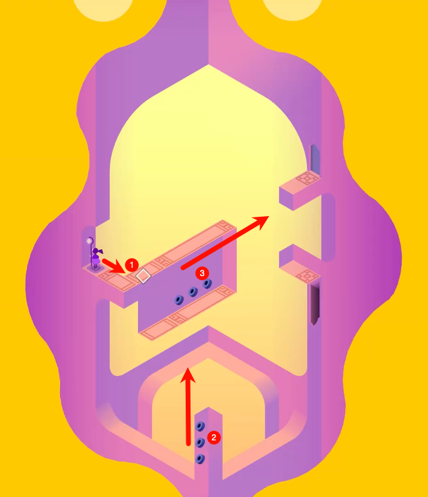 Bridge connecting to a totem that activates floating platforms