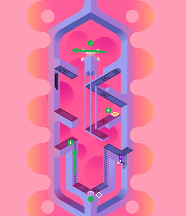 Fork in the path with left and right routes through the Tree of Light