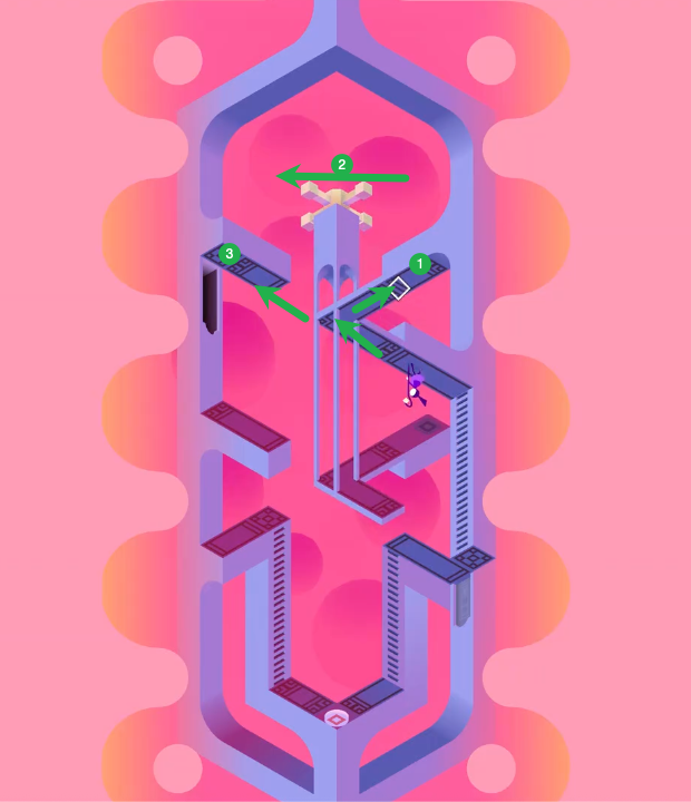 Spiral staircase winding around a tower with rotating segments